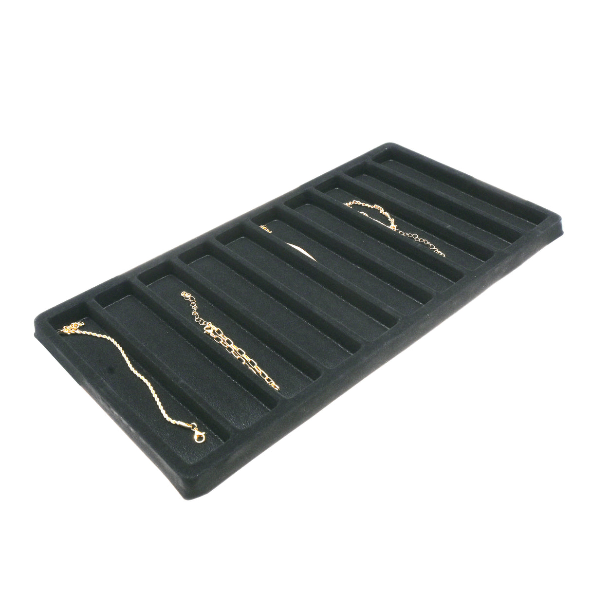 10-Compartment Black Flocked Jewelry Tray Liner - Full Size
