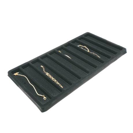 10-Compartment Black Flocked Jewelry Tray Liner - Full Size