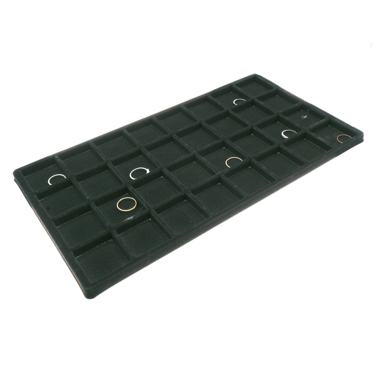 32-Compartment Black Flocked Jewelry Tray Liner - Full Size