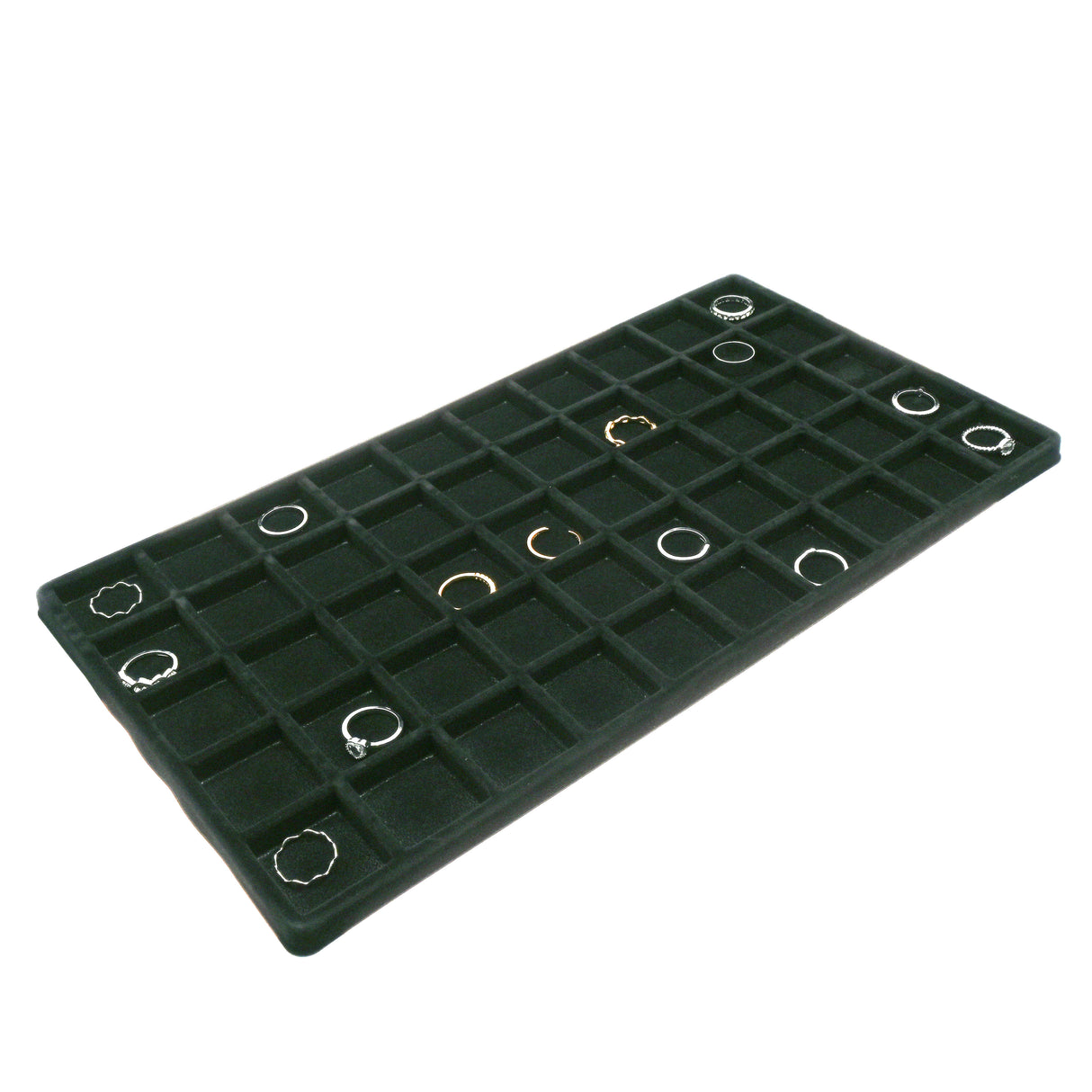 50-Compartment Black Flocked Jewelry Tray Liner - Full Size