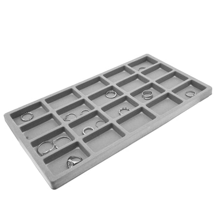20-Compartment Grey Flocked Jewelry Tray Liner - Full Size