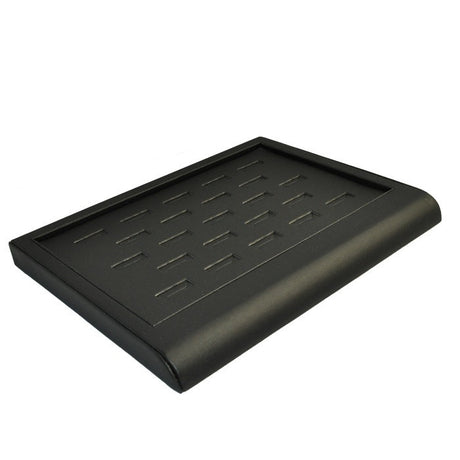 Black Leatherette Jewelry Ring Display Tray, Holds 23 Rings