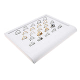 White Leatherette Jewelry Ring Display Tray, Holds 23 Rings