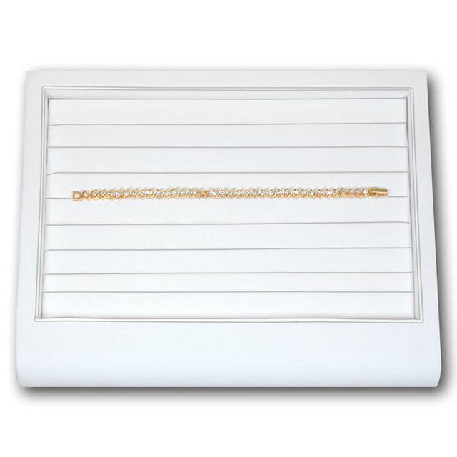 White Leatherette Jewelry Bracelet Display Tray, Holds 8 Bracelets 