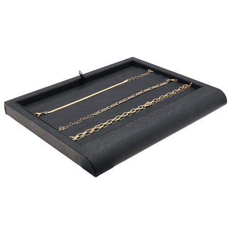 Black Leatherette Bracelet Showcase Tray - 8 Tilted Rows