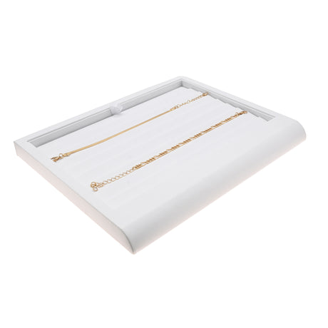 White Leatherette Bracelet Display Tray – Holds 8 Bracelets