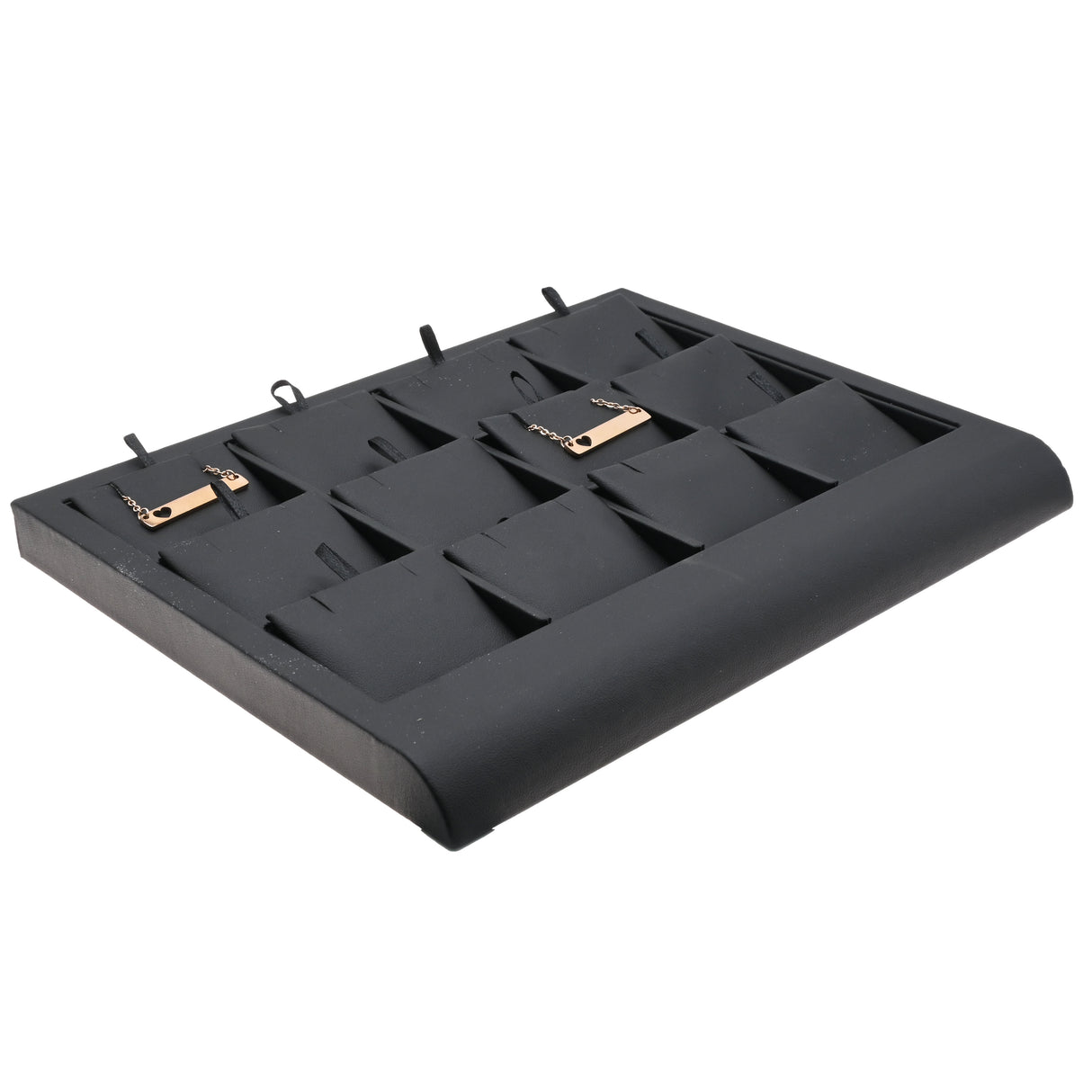 Black Leatherette Earring Pendant Display Tray - Holds 12