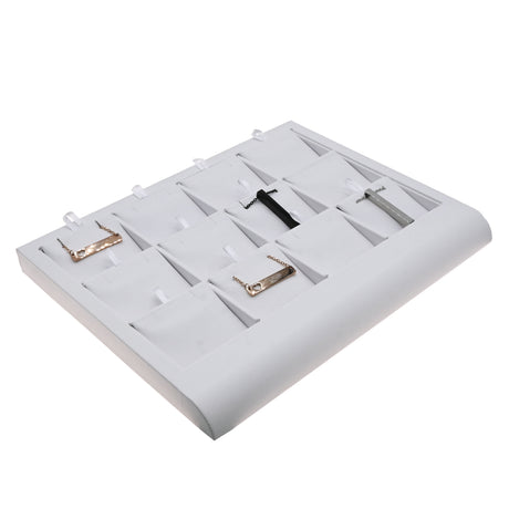 White Leatherette Jewelry Earring / Pendant Display Tray, Holds 12 items
