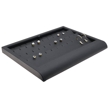 Black Leatherette Jewelry Display Tray - Holds 20 Earrings or Pendants