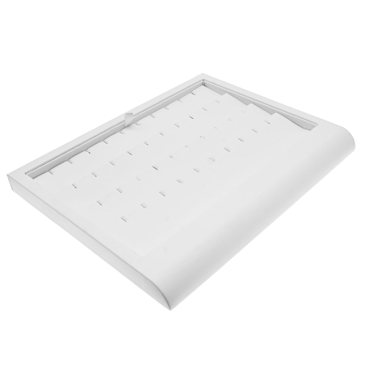 White Leatherette Jewelry Earring Display Tray, Holds 20 Pairs