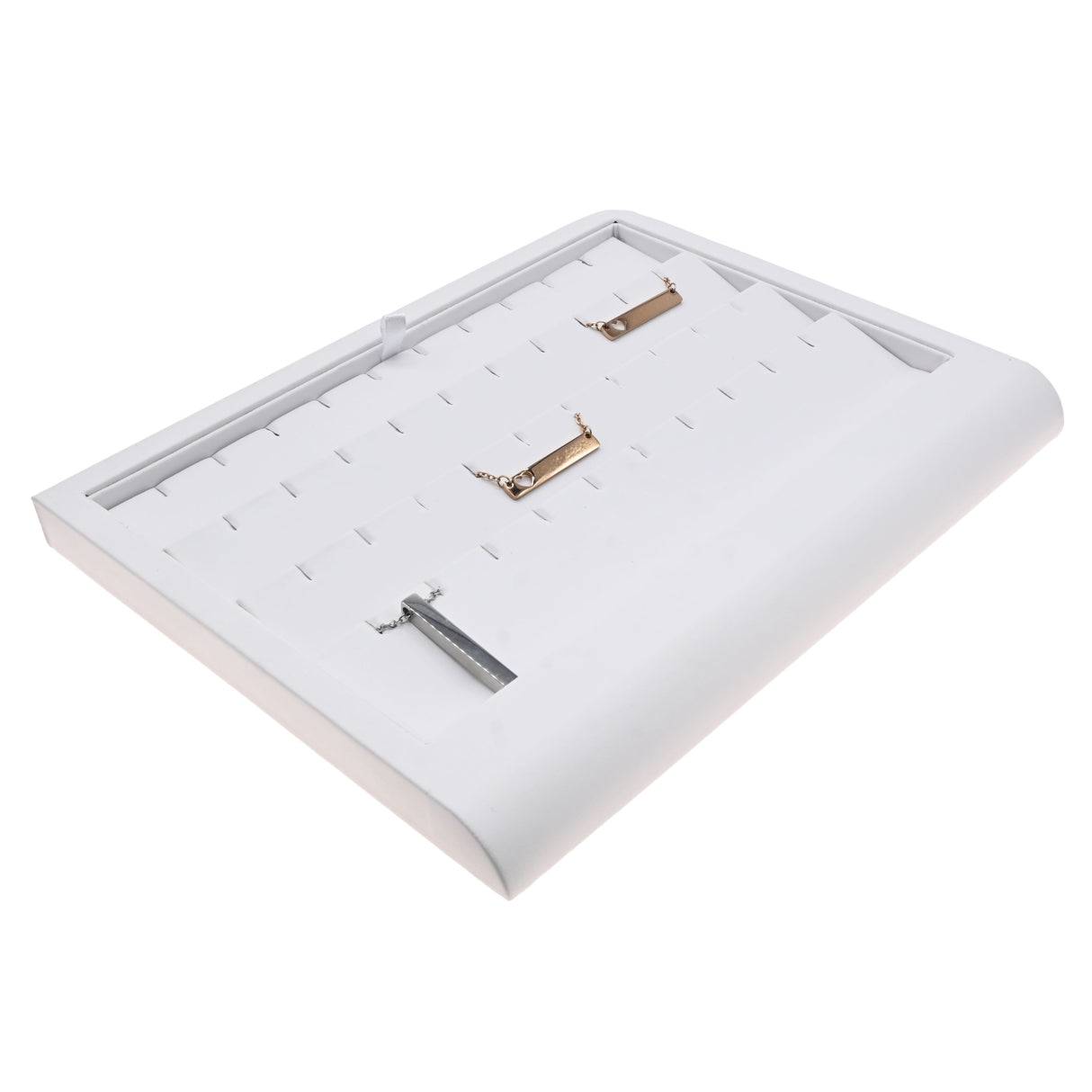 White Leatherette Jewelry Earring Display Tray, Holds 20 Pairs