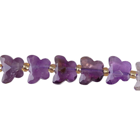 A Grade Amethyst 10x8mm Faceted Butterfly Beads - Natural Brazilian Purple