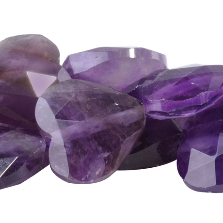 A Grade Amethyst 14mm Faceted Heart Beads - Natural Brazilian Purple