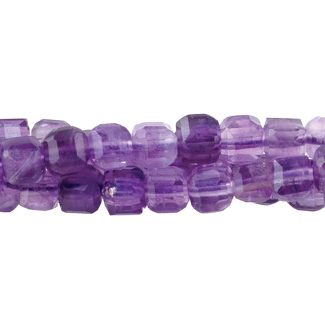 A Grade Amethyst 3mm Table Cut Cube Beads - 15-16 Inch Strand