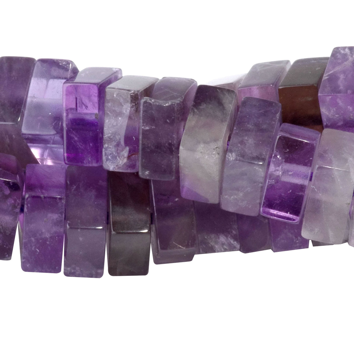 A Grade Amethyst 3x6mm Square Rondelle Beads - Natural Brazilian Purple Gemstone