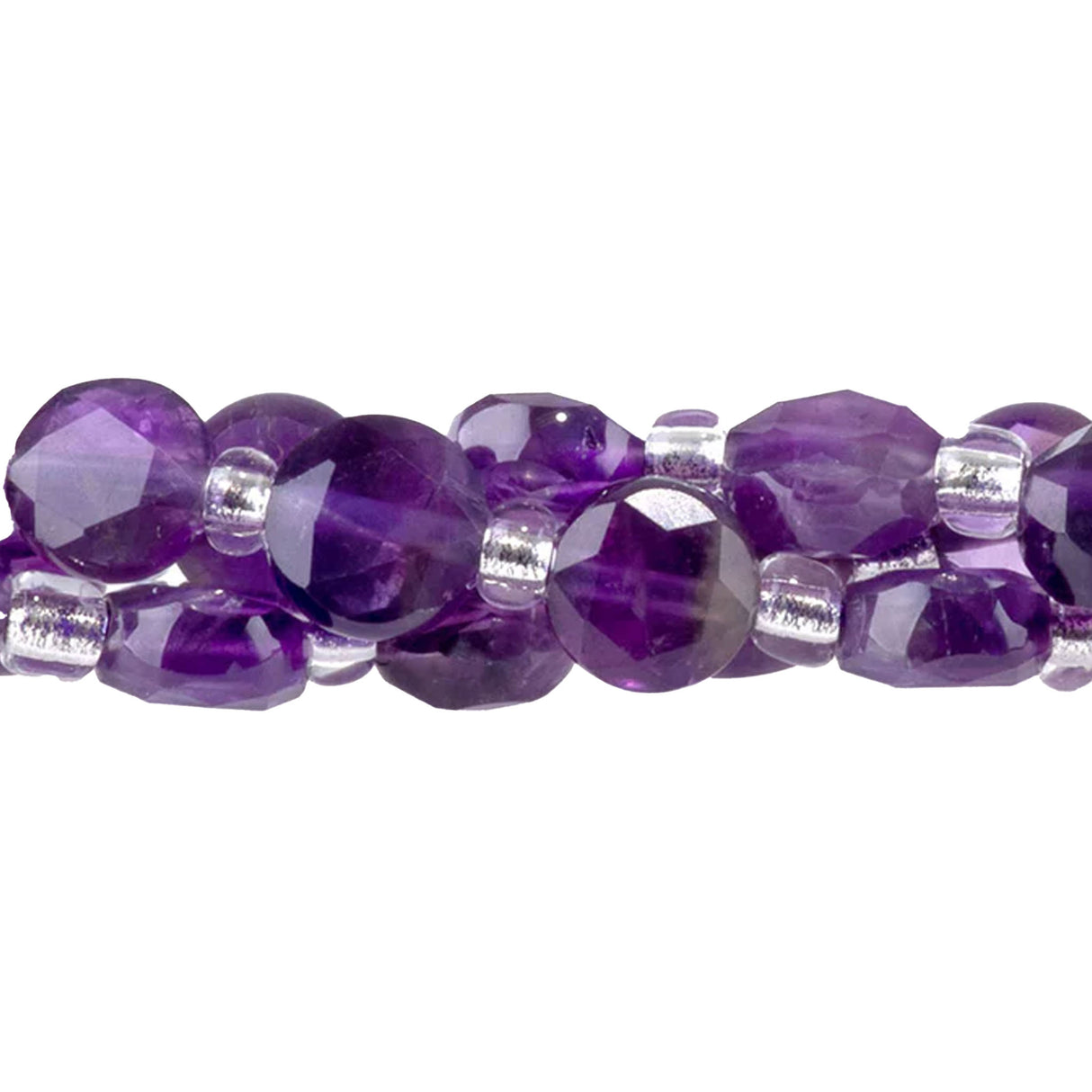 A Grade Amethyst 6mm Star Cut Coin Beads - Natural Purple Gemstone