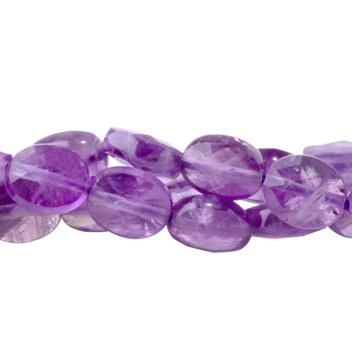 Natural Amethyst Faceted Oval Beads 6×8mm – 15" Strand