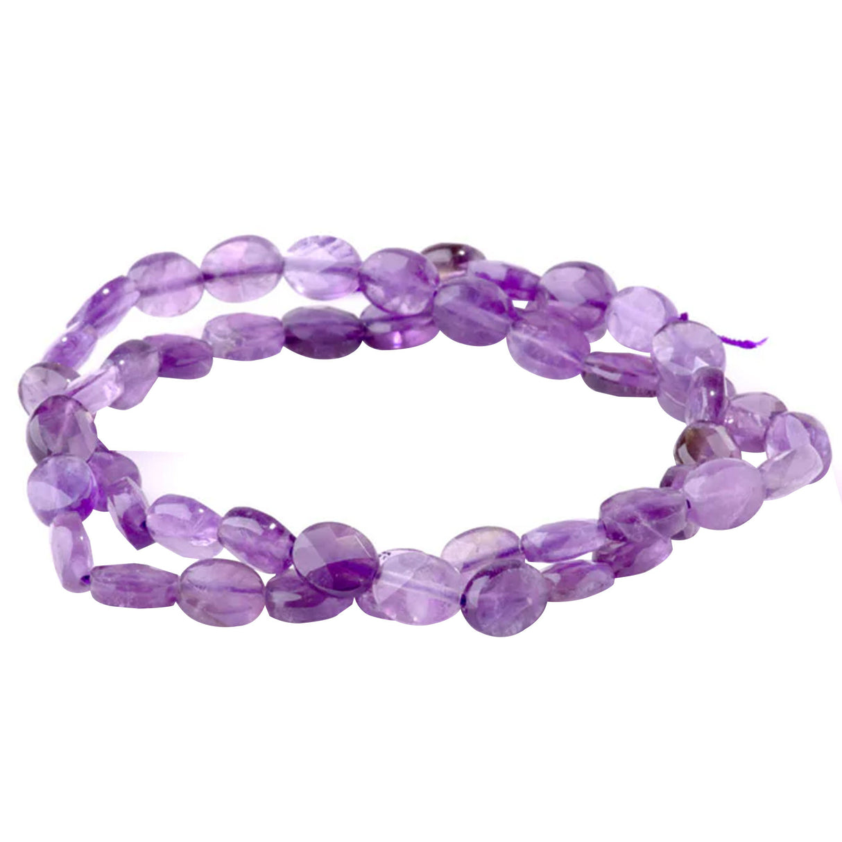 Natural Amethyst Faceted Oval Beads 6×8mm – 15" Strand