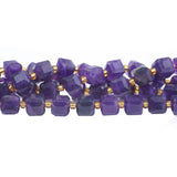 Amethyst 7mm Cube Table Cut Beads - Natural Australian Purple Gemstone