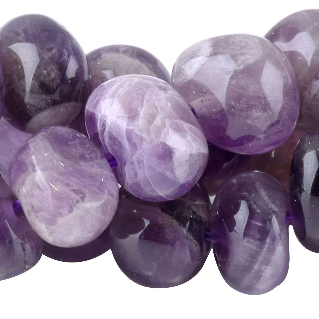 Natural Amethyst Side Drilled Pebble Beads 8×10–9×13mm – 15" Strand