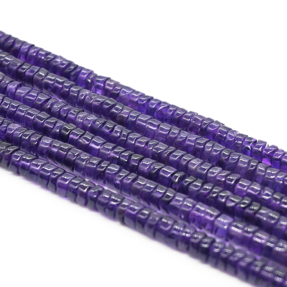 AA Grade Purple Amethyst Heishi Rondelle Strand – 15.5"–16" Natural Amethyst Beads