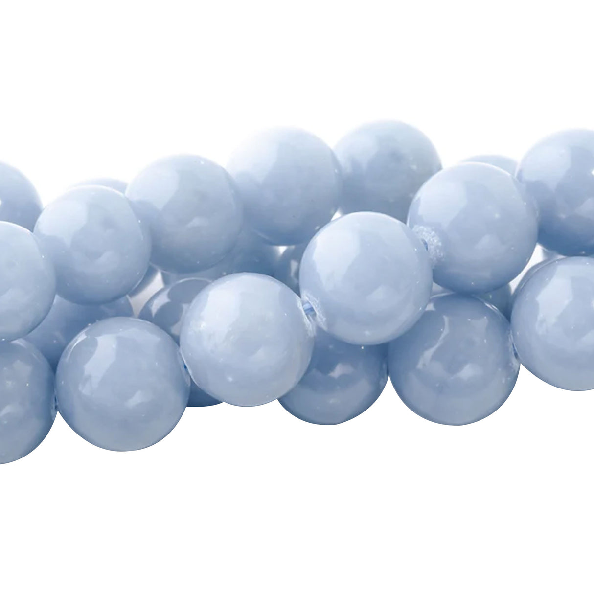 Angelite Beads 10mm Round | Peruvian Sky Blue Gemstone Strand