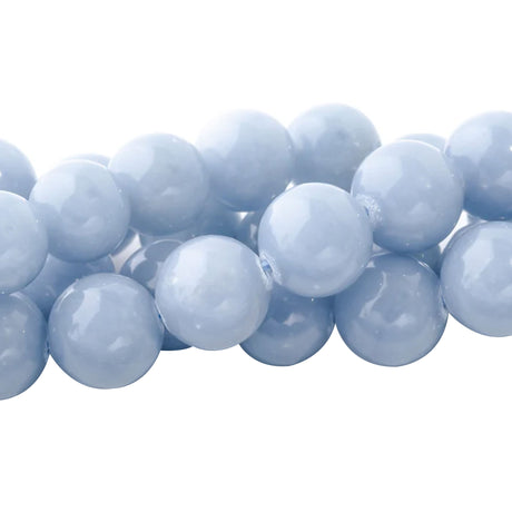 Angelite Beads 10mm Round | Peruvian Sky Blue Gemstone Strand