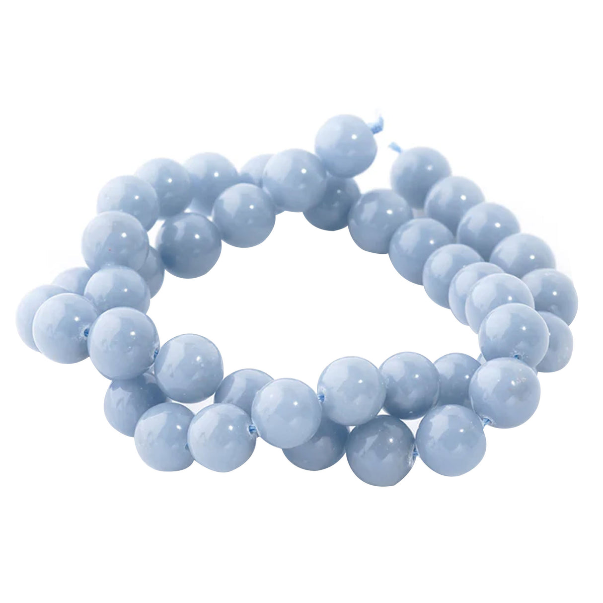 Angelite Beads 10mm Round | Peruvian Sky Blue Gemstone Strand