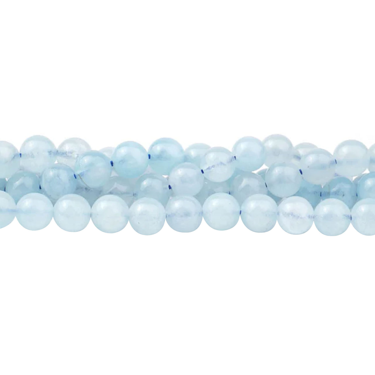 Aquamarine Beads 6mm Round A Grade - Natural Blue Gemstone Strand
