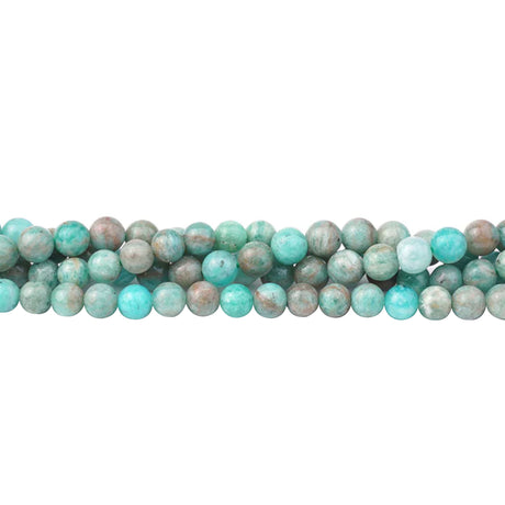 Brazilian Amazonite Beads 6mm Round | Natural Blue-Green Gemstone Strand