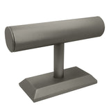 Steel Grey Leatherette Jewelry Bracelet or Watch T-Bar Stand