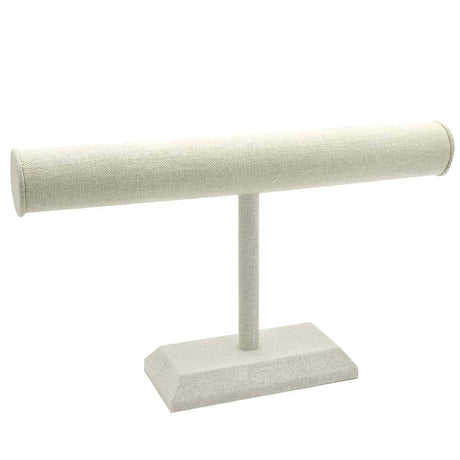 Beige Linen Long Jewelry Bracelet / Watch Display T Bar 