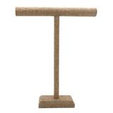 Brown Burlap Tall Jewelry Necklace / Chain T Bar Stand