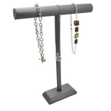 Steel Grey Leatherette Jewelry Necklace or Chain T-Bar, 18" Tall