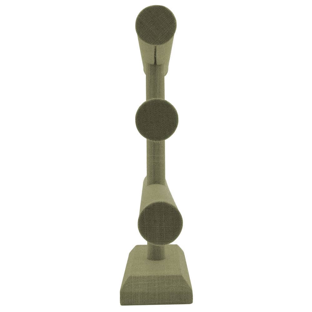 Grey Linen 3 Tier Jewelry Bracelet / Watch T Bar Stand