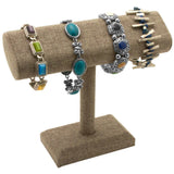 Brown Burlap Oval Jewelry Display T-Bar