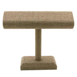 Brown Burlap Oval Jewelry Display T-Bar