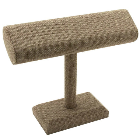 Brown Burlap Oval Jewelry Display T-Bar