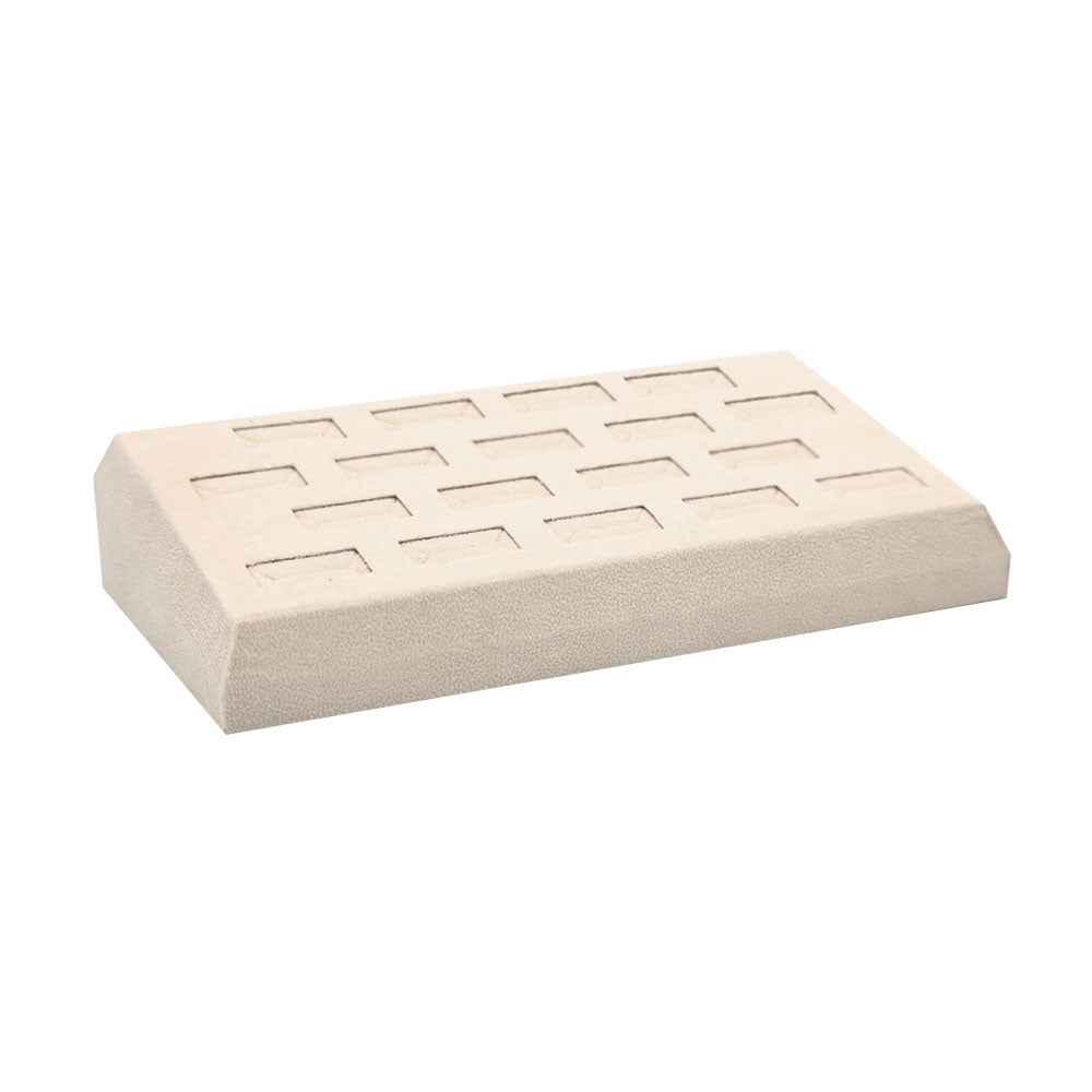 Beige Faux Suede Jewelry Ring Display Tray, Holds 18 Rings