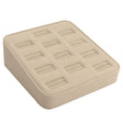 Beige Faux Suede Jewelry Ring Display Tray, Holds 12 Rings