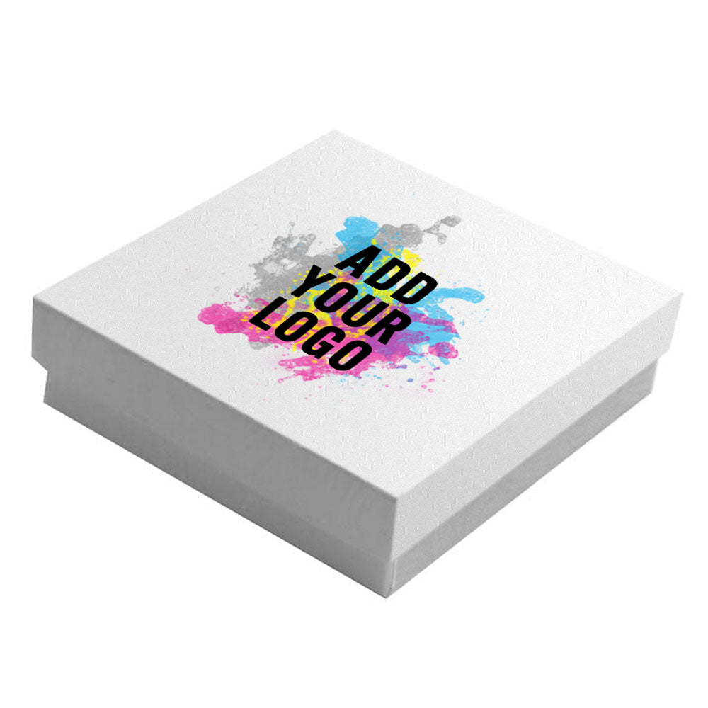Glossy White Cotton Filled Square Jewelry Gift Boxes #33