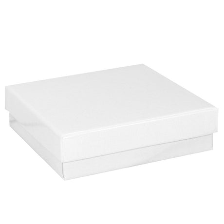 Glossy White Cotton Filled Square Jewelry Gift Boxes #33
