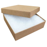 Brown Kraft Paper Cotton Filled Jewelry Square Gift Boxes #33