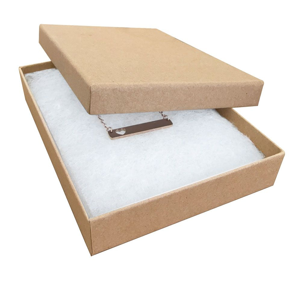 Brown Kraft Paper Cotton Filled Jewelry Gift Boxes #53