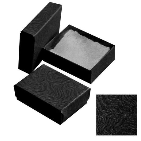 Swirl Black Paper Cotton Filled Jewelry Gift Boxes #10