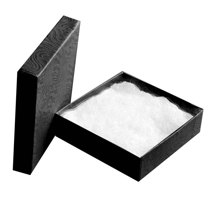 Swirl Black Cotton Filled Square Jewelry Gift Boxes #33