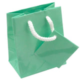 Glossy Teal Gift Shopping Bags with handle, 3" x 2" x 3-1/2" 