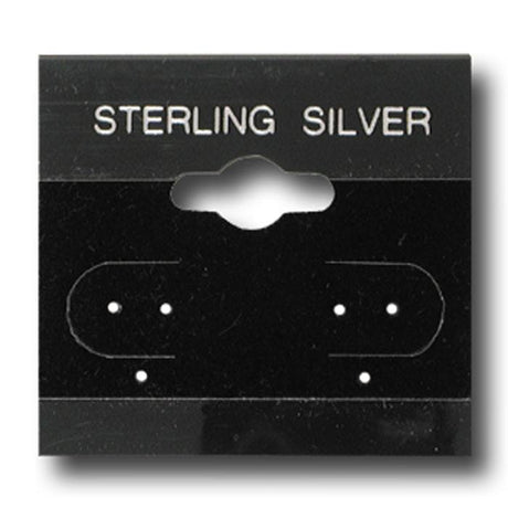 Black Plastic "Sterling Silver" Jewelry Earring Cards, 100 Per Pack