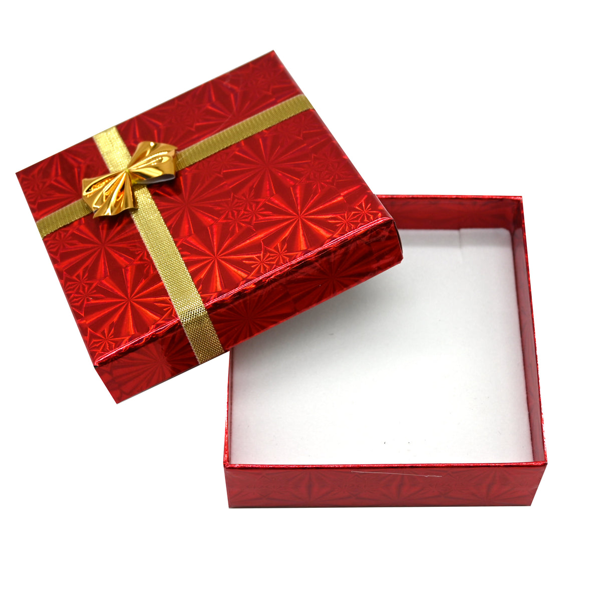 Holographic Mixed Color Jewelry Box with Bow – Earring & Pendant Box 3-3/8″