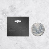 Shimmer Black Hoop Earring Black Card with keyhole 2-1/8" x 1-7/8"